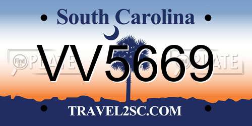 VV5669 South Carolina License Plate