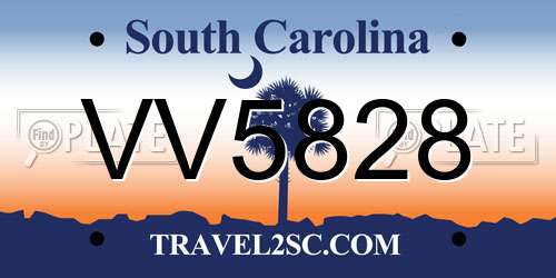 VV5828 South Carolina License Plate