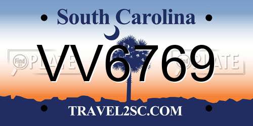 VV6769 South Carolina License Plate
