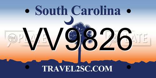 VV9826 South Carolina License Plate