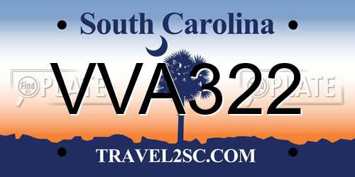 VVA322 South Carolina License Plate