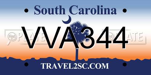 VVA344 South Carolina License Plate