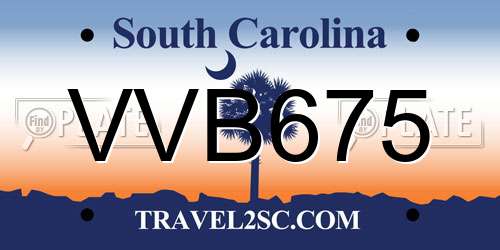 VVB675 South Carolina License Plate
