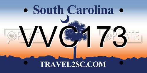 VVC173 South Carolina License Plate