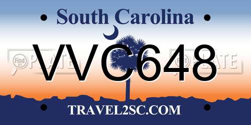 VVC648 South Carolina License Plate