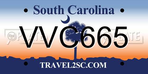 VVC665 South Carolina License Plate