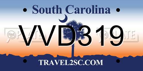 VVD319 South Carolina License Plate