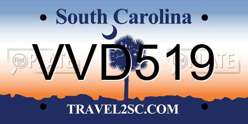 VVD519 South Carolina License Plate