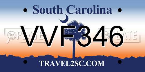 VVF346 South Carolina License Plate