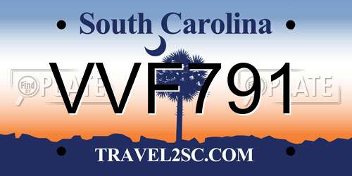 VVF791 South Carolina License Plate