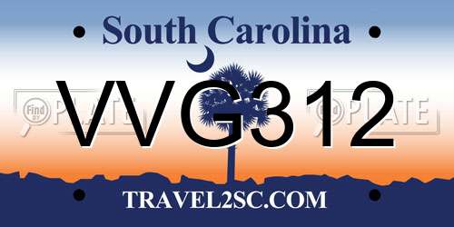 VVG312 South Carolina License Plate