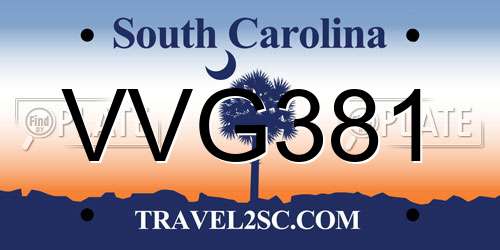 VVG381 South Carolina License Plate