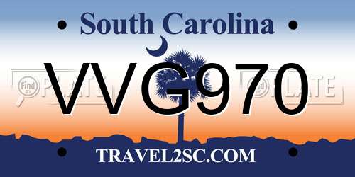 VVG970 South Carolina License Plate