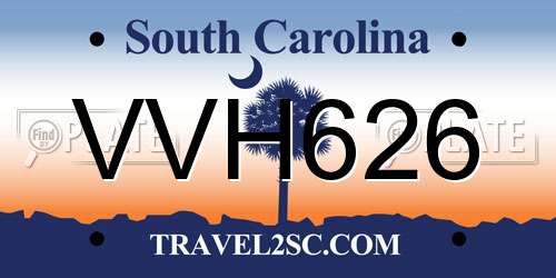 VVH626 South Carolina License Plate