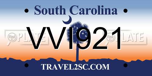 VVI921 South Carolina License Plate