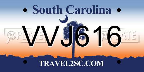 VVJ616 South Carolina License Plate