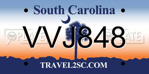 VVJ848 South Carolina License Plate