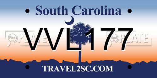 VVL177 South Carolina License Plate