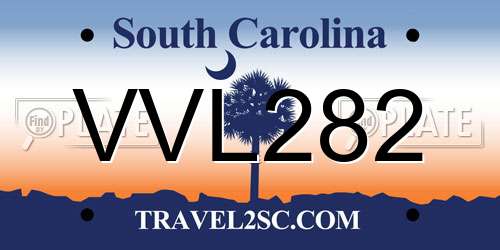 VVL282 South Carolina License Plate