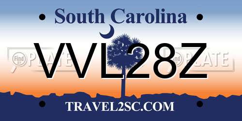 VVL28Z South Carolina License Plate