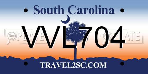 VVL704 South Carolina License Plate