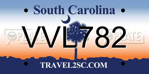 VVL782 South Carolina License Plate