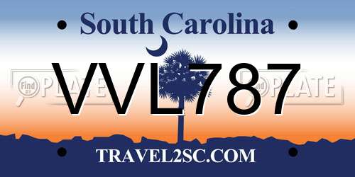 VVL787 South Carolina License Plate
