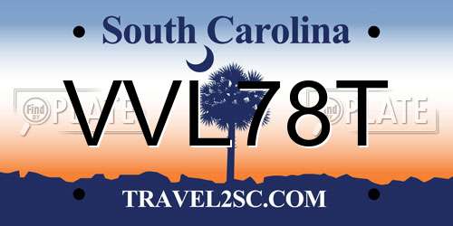 VVL78T South Carolina License Plate