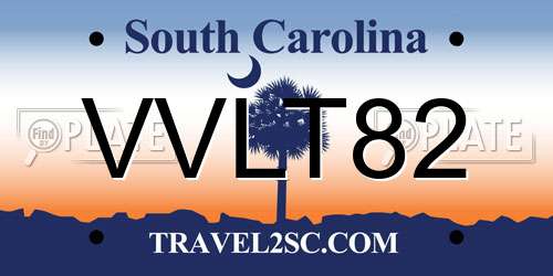 VVLT82 South Carolina License Plate