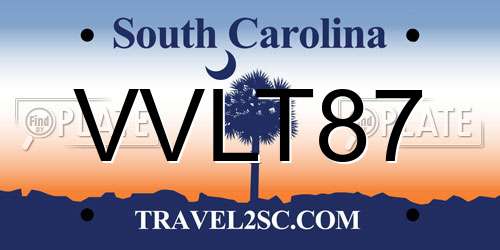 VVLT87 South Carolina License Plate