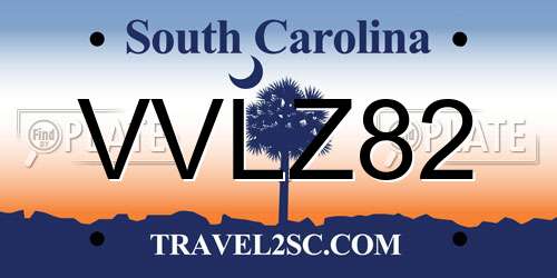 VVLZ82 South Carolina License Plate