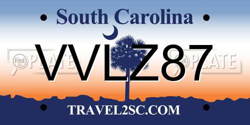 VVLZ87 South Carolina License Plate