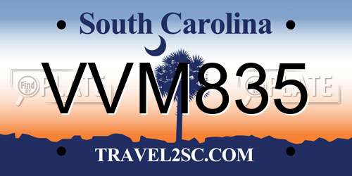 VVM835 South Carolina License Plate