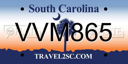 VVM865 South Carolina License Plate