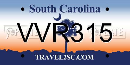 VVR315 South Carolina License Plate