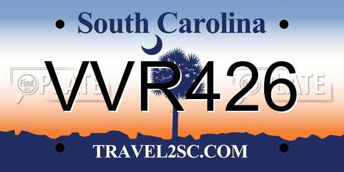 VVR426 South Carolina License Plate