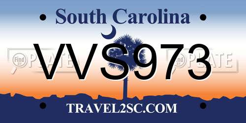 VVS973 South Carolina License Plate