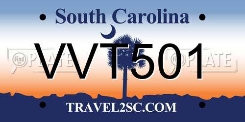 VVT501 South Carolina License Plate