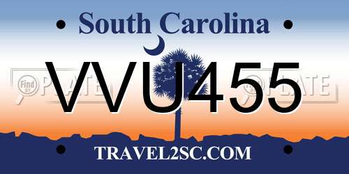 VVU455 South Carolina License Plate