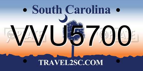 VVU5700 South Carolina License Plate