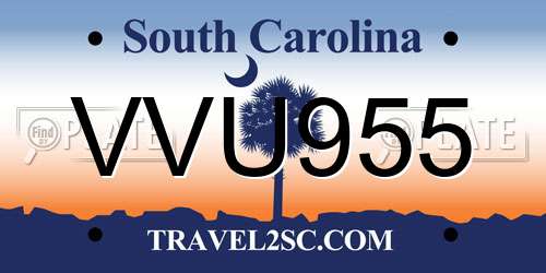 VVU955 South Carolina License Plate