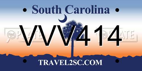 VVV414 South Carolina License Plate