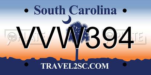 VVW394 South Carolina License Plate