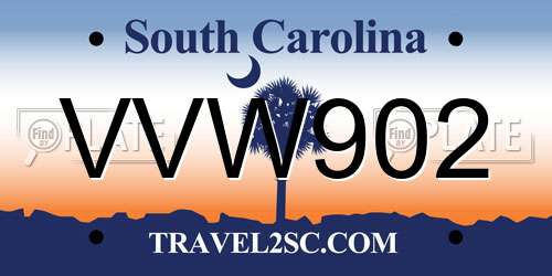 VVW902 South Carolina License Plate