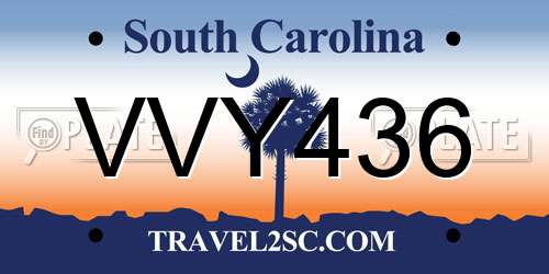 VVY436 South Carolina License Plate