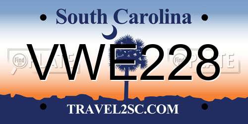 VWE228 South Carolina License Plate