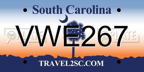 VWE267 South Carolina License Plate