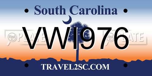 VWI976 South Carolina License Plate