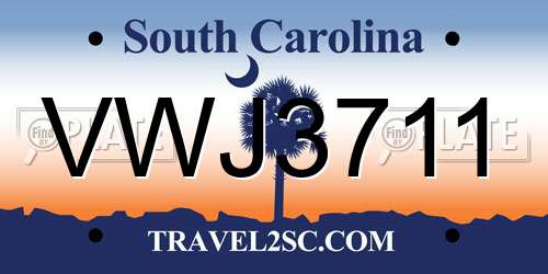 VWJ3711 South Carolina License Plate