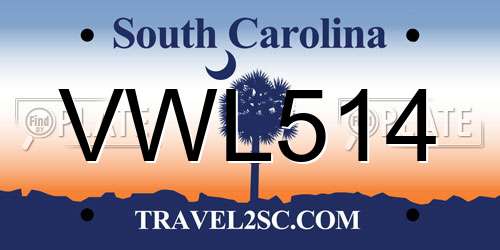 VWL514 South Carolina License Plate